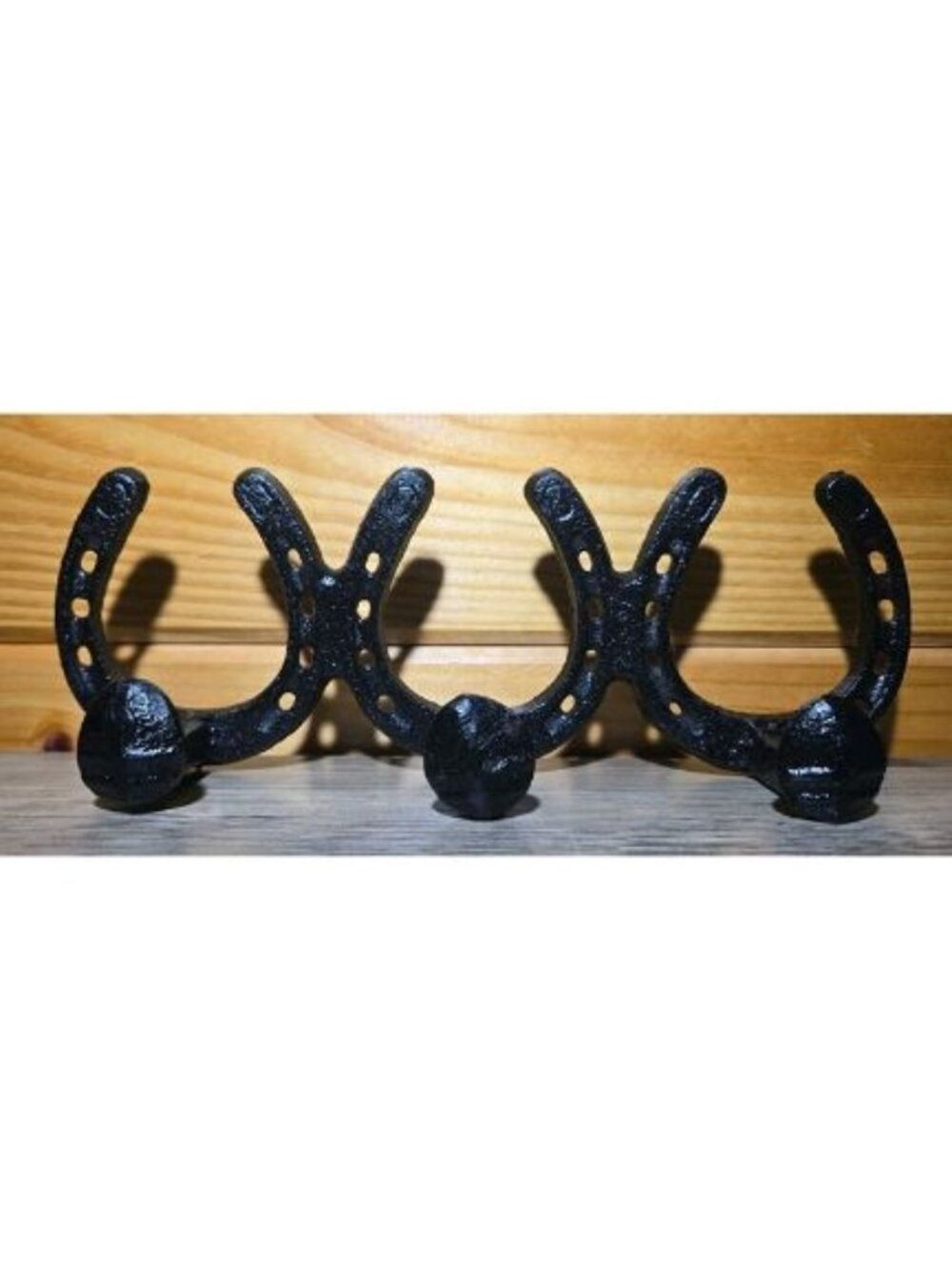 Horseshoe Railroad Spike Triple Wall Hook Rack Rustic Industrial Hanger 3 Hooks